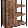 Vintage Schrank - Aufbewahrungsschrank mit Türen - Mit mehreren Einlegeböden - Wohnzimmer - Esszimmer - Büro - Küche - Holzschrank mit Tür - Sideboard - Holz - Stahl - LSC64BX