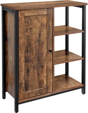 Vintage Schrank - Aufbewahrungsschrank mit Türen - Mit mehreren Einlegeböden - Wohnzimmer - Esszimmer - Büro - Küche - Holzschrank mit Tür - Sideboard - Holz - Stahl - LSC64BX