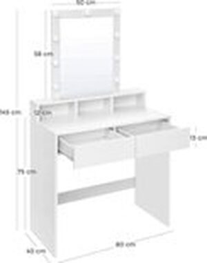 Soof & Tess - Schminktisch mit Beleuchtung & 2 Schubladen - Styling-Tisch für Beauty & Make-up - Professionelle Kosmetikaufbewahrung & Organisation - Hochwertige Verarbeitung