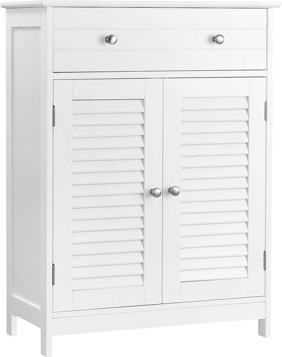 VASAGLE Badezimmerschrank, Badezimmerschrank, 60 x 30 x 80 cm, Stauraumschrank mit 2 Paneeltüren, Schublade, verstellbarer Einlegeboden, skandinavischer Stil, mattweiß BBC51WT 5 VASAGLE Badezimmerschrank, Badezimmerschrank, 60 x 30 x 80 cm, Stauraumschrank mit 2 Paneeltüren, Schublade, verstellbarer Einlegeboden, skandinavischer Stil, mattweiß BBC51WT